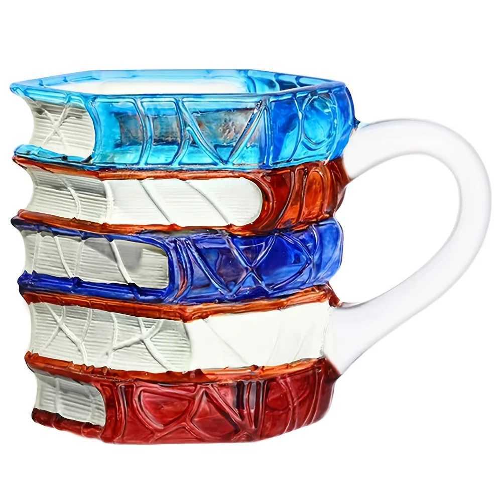Handmade glass book mug 7oz stackable cup Vibrant 3D design the perfect unique gift for book lovers C251210