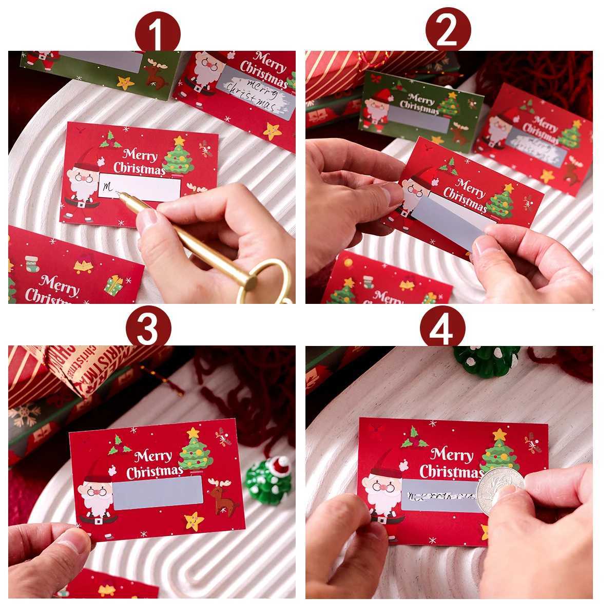 10Pcs Christmas Scratch Cards with Santa Claus and Christmas Tree Pattern - DIY Holiday Gift Vous Party Game Pri H251210
