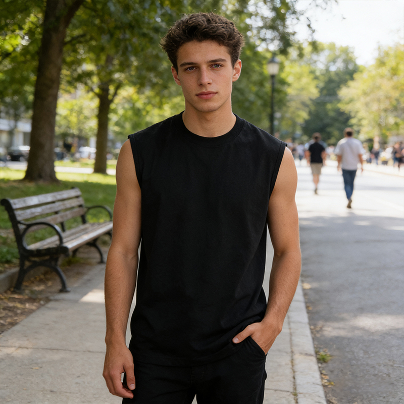 220g pure cotton sleeveless T-shirt, waistcoat sports vest CF21213