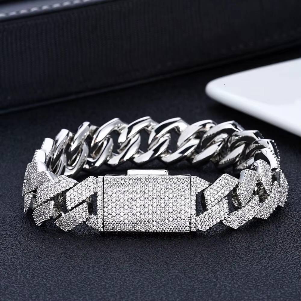 Hip Hop 15mm Zircon Large 18k Gold Bracelet for Men Custom Miami Cuban Link Bracelet Fashion Jewelry Wholesale Bracelets Women
