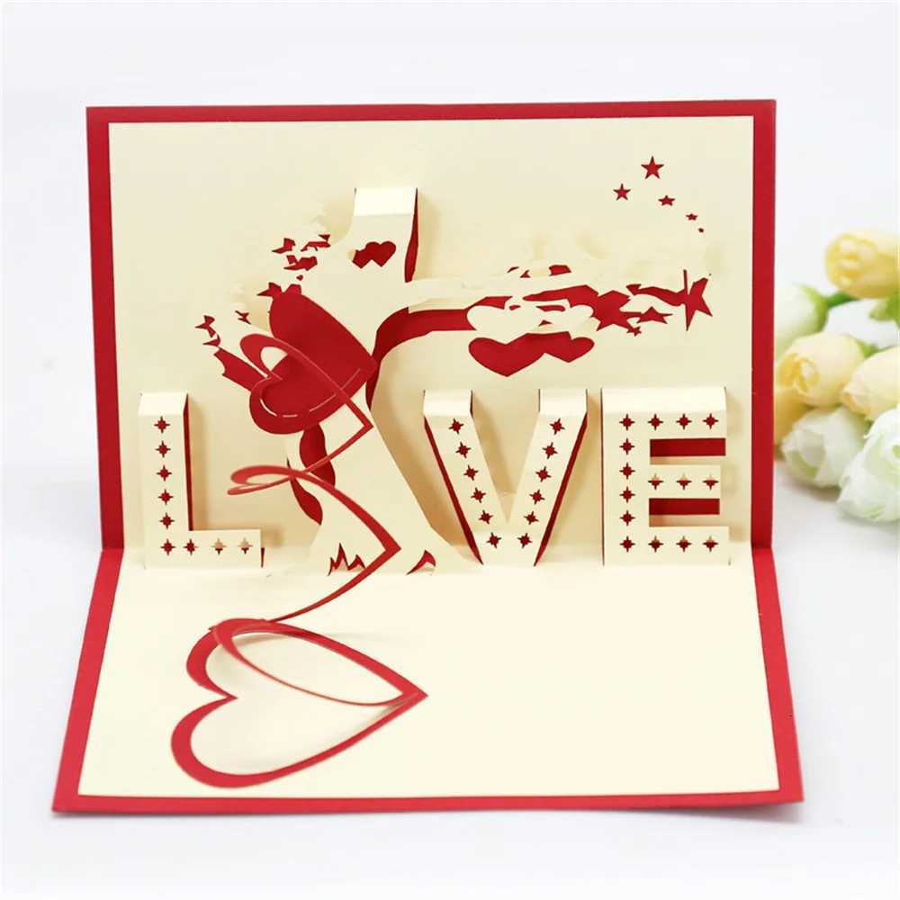 3D Up Love Card with Envelope Vntines Day Birthday Anniversary Greeting Cards for Couples Wife Husband Handmade Gifts H251210