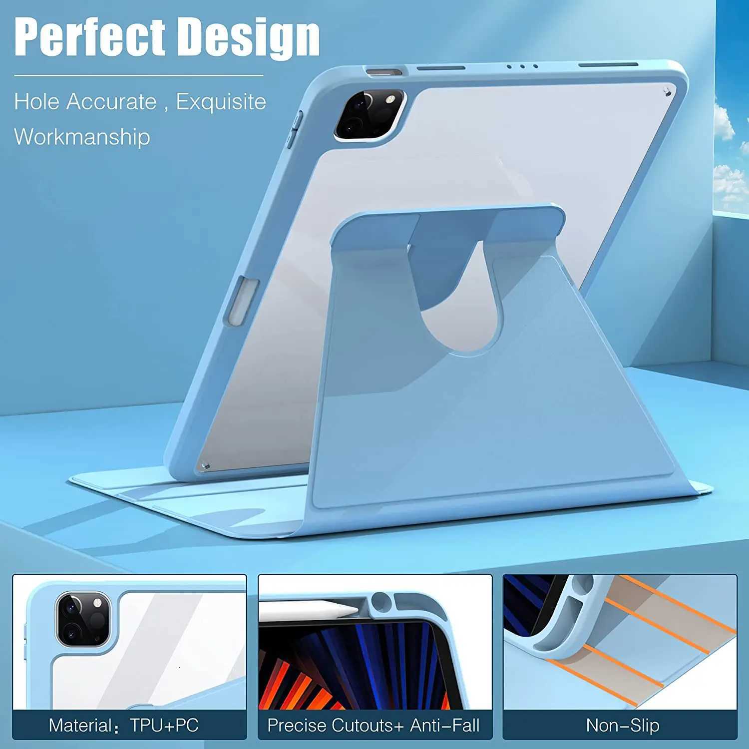 360 Rotation Case For iPad 102 7/8/9thiPad 10th/11th A16Air 4 5 109 Magnetic Cover For Pro 11 129 13 Stand Case Shockproof H251210