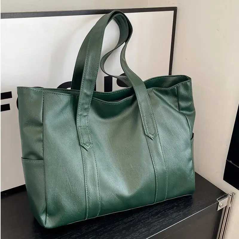 Fi Design Wen Solid Color Shoder Bag Soft Pu Leather Cmute Large Capacity Casual Tote Handbag Wens Shoder Bag Y251209
