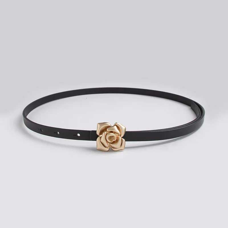 Luxury New Womens Simple and Versatile Rose Buckle Elegant Fashion Accessory Thin Waist Belt Y251210