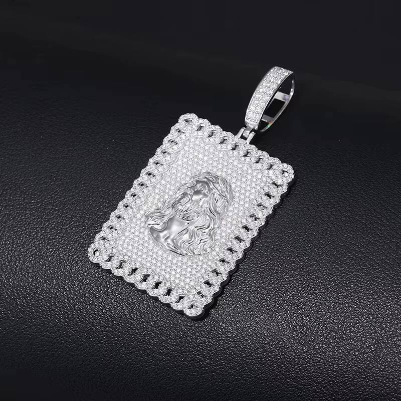 Gold Plated S 925 Sterling Silver Lab Grown Diamond Bling Ice Out JESUS Pendants Necklaces for Men