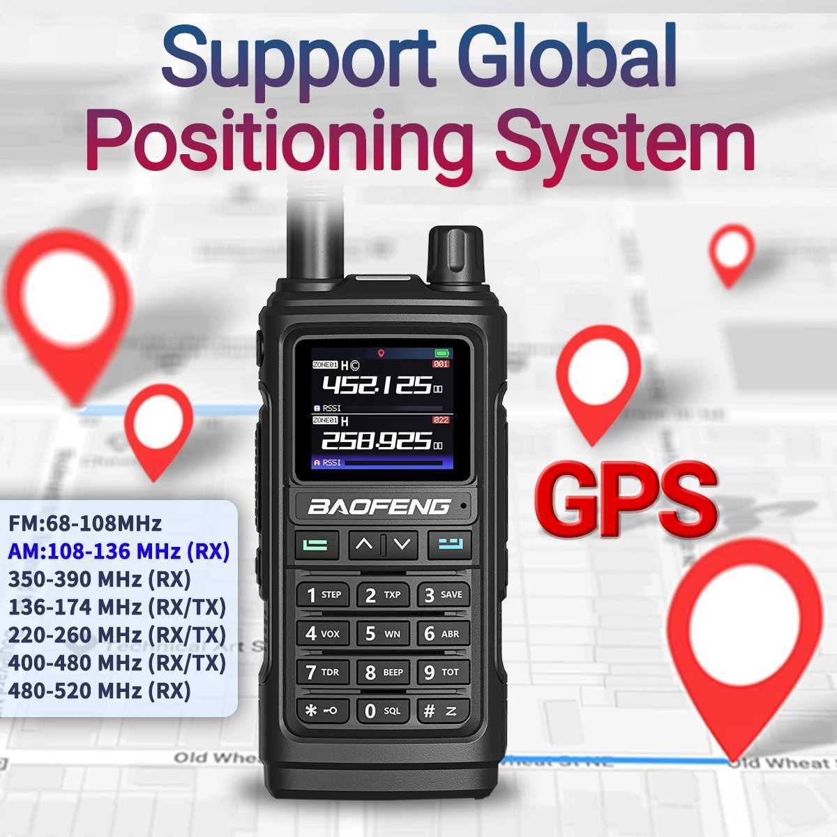 Baofeng UV 17 PRO GPS Air Band Walkie Talkie 999CH Wireless Copy Frequency NOAA Six Bands Amateur Ham Two Way Radio for Hunting M251210