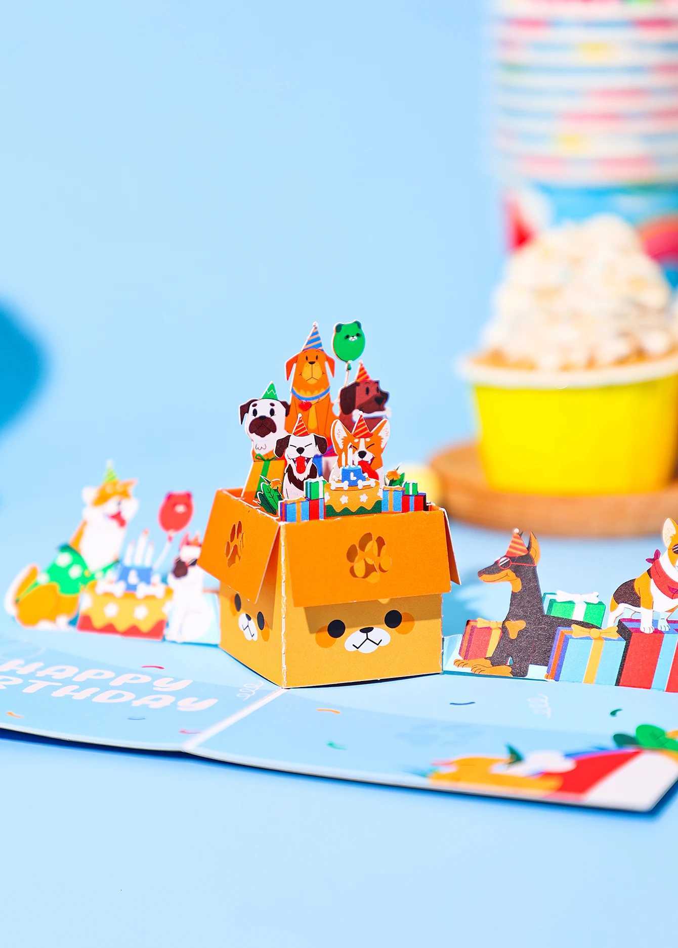 3D Up Kawaii Dog Greeting Card Cute Puppy Paper Art Gift Perfect for Dog Lovers He Decor Birthday/Festival Present H251210