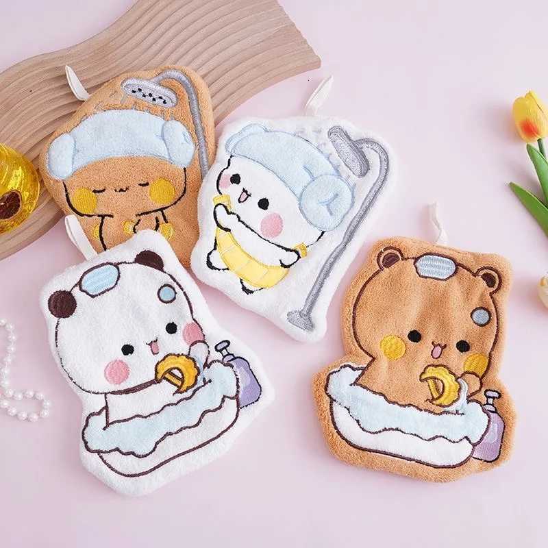Soft Panda Bubu Dudu Hand Towel Double Layer Thick Absorbent Coral Fleece Hanging Towel Cute Bear Cartoon Towel for Home Towel C251210