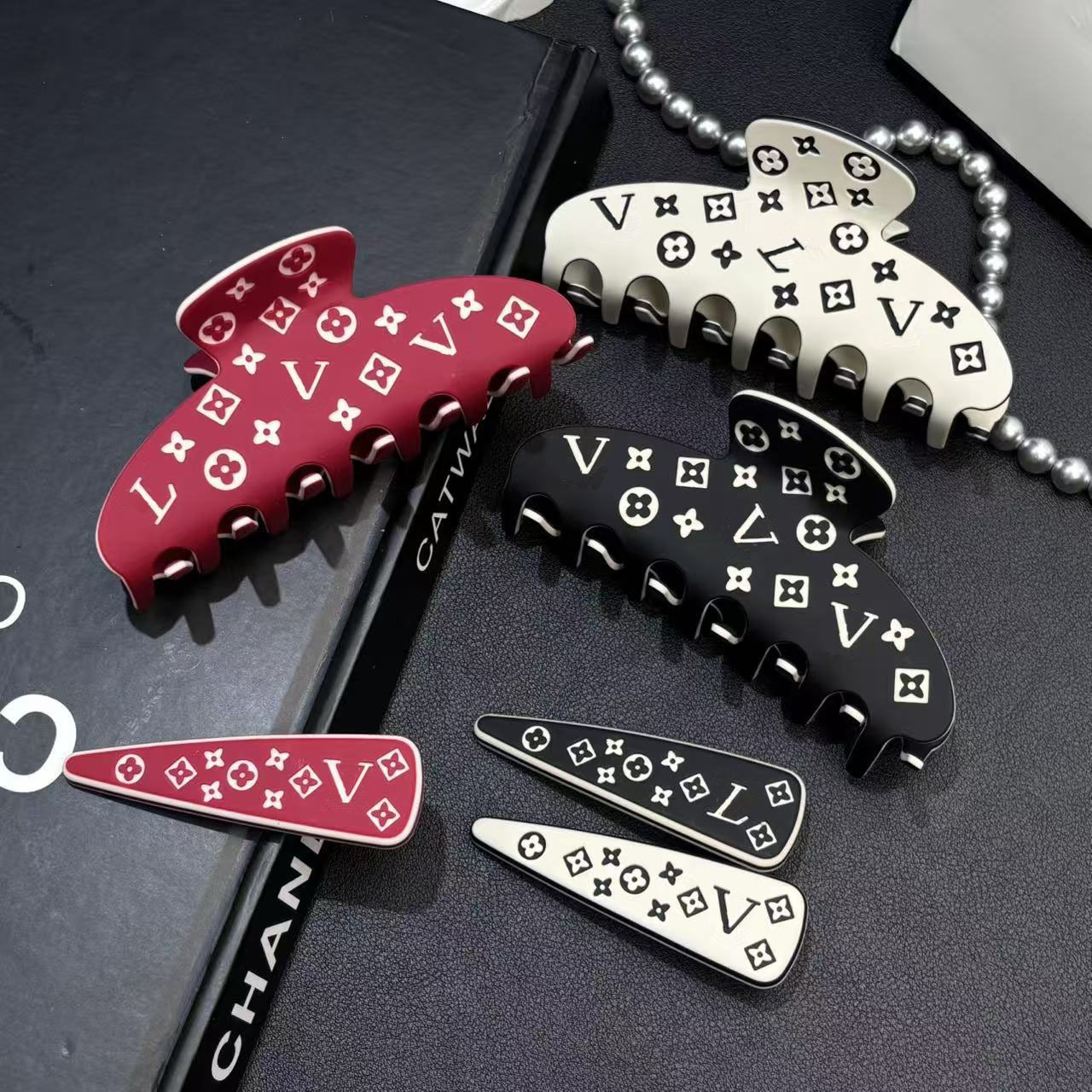 Print Hair Clip Claws for Women Girls Sweet Crab Hair Barrettes Hairpins Party Hair Accessories