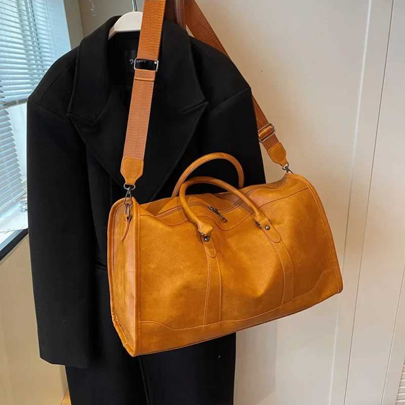 2024 Large Capacity Travel Bag Pu Leather Golf Bost Bag Shoder Handbag Leisure Sports Fitness Suiase Weekender Duffle Bag Y251209