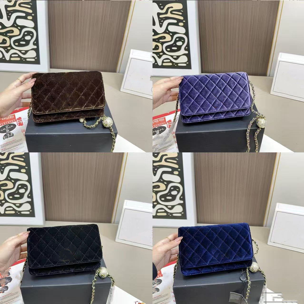 10A Designer bag suede bag Shouler bag WOC Envelope bag Top Tier Quality Double Flap Bag Caviar Real Leather Lambskin Classic Chain Strap Women crossbody bag 19cm