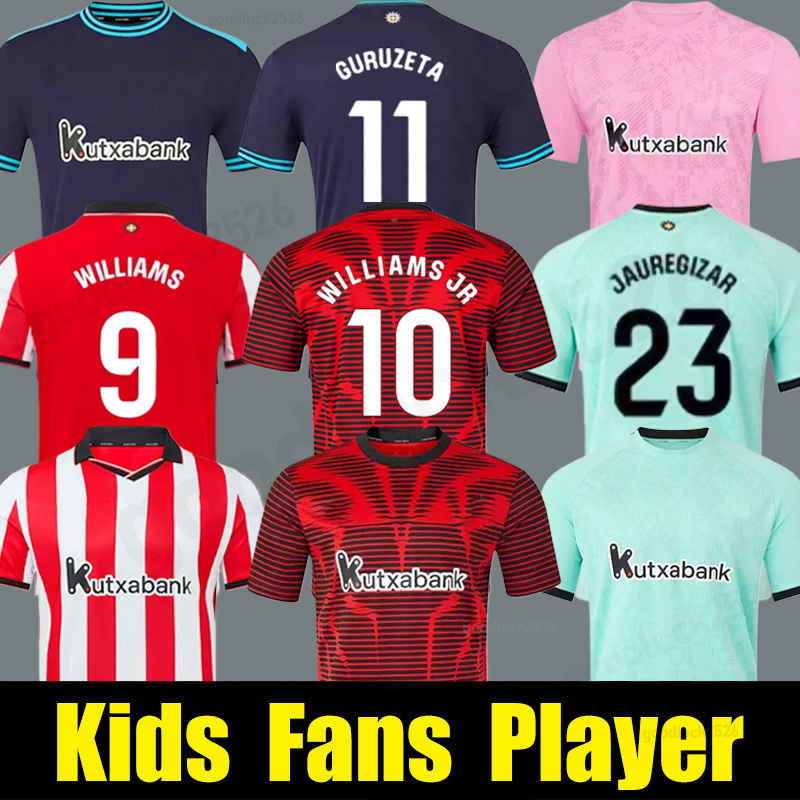 25 26 WILLIAMS Soccer Jerseys Bilbao Home RED away 2025 2026 SANCET WILLIAMS JR GURUZETA BERENGUER MUNIAIN Athletic Bilbao VILLALIBRE football shirt Men Kids tops