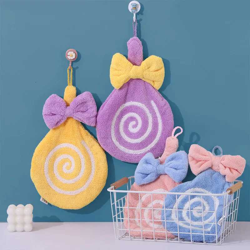 Lollipop-Shaped Hanging Hand Towel - Thickened Absorbent Kitchen Cloth for Hand Face Wiping C251210