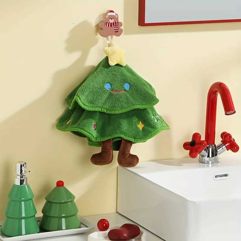 Cute Hanging Christmas Tree Decorative Hand Towel - Super Absorbent Thickened Quick-Drying Towel for Bathroom Hand Drying C251210