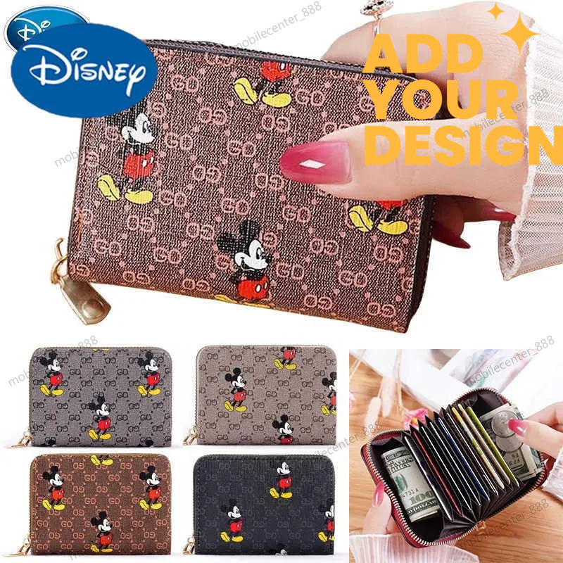 Disney custom Mickey Mouse Bag Wallets Zipper Women Cartoon Fashion Coin Purse Girls Clutch Luxury Credit ID Card Holder 11 Bits W250722