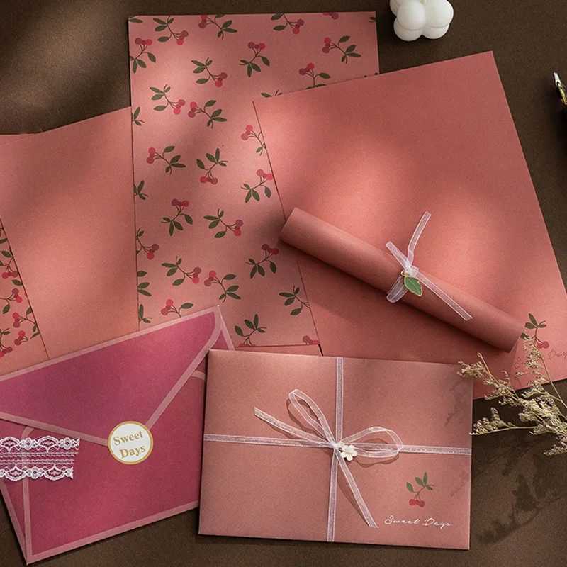 12pc/set Ins Floral Envelopes Kawaii Letter Pads DIY Wedding Party Invitations Cards Envelopes with Stickers Korean Stationery H251210