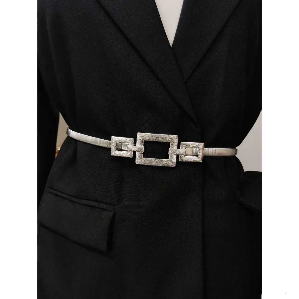 Luxury 1pc Silver Elastic Metal Waist Chain Belt For Women Suitable For Daily Wear With Dresses And Coats Y251210