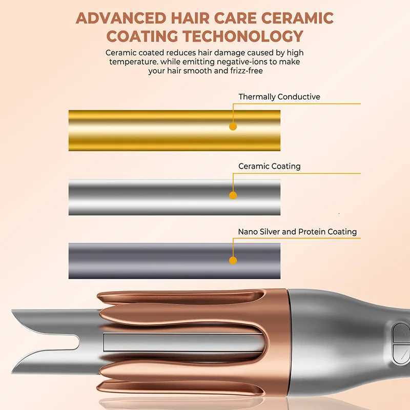 3 grades LCD display 32mm Silver Automatic Curling Iron Large Curling Female Hair Styling Tool Big Wave Salon Accessories ToolT251210
