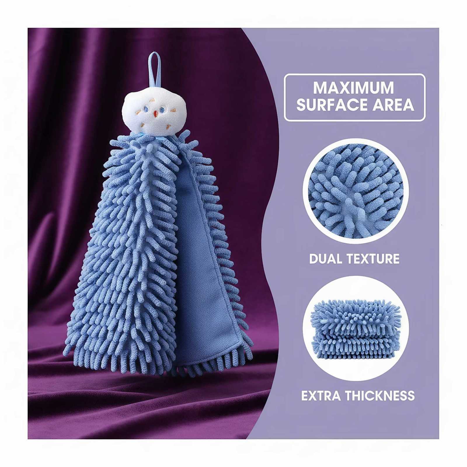 Cute Snowman Hand Towel Blue Plush Bathroom Towel for Kitchen Soft Absorbent Microfiber Towel with Hanging Loop 24x17cm C251210