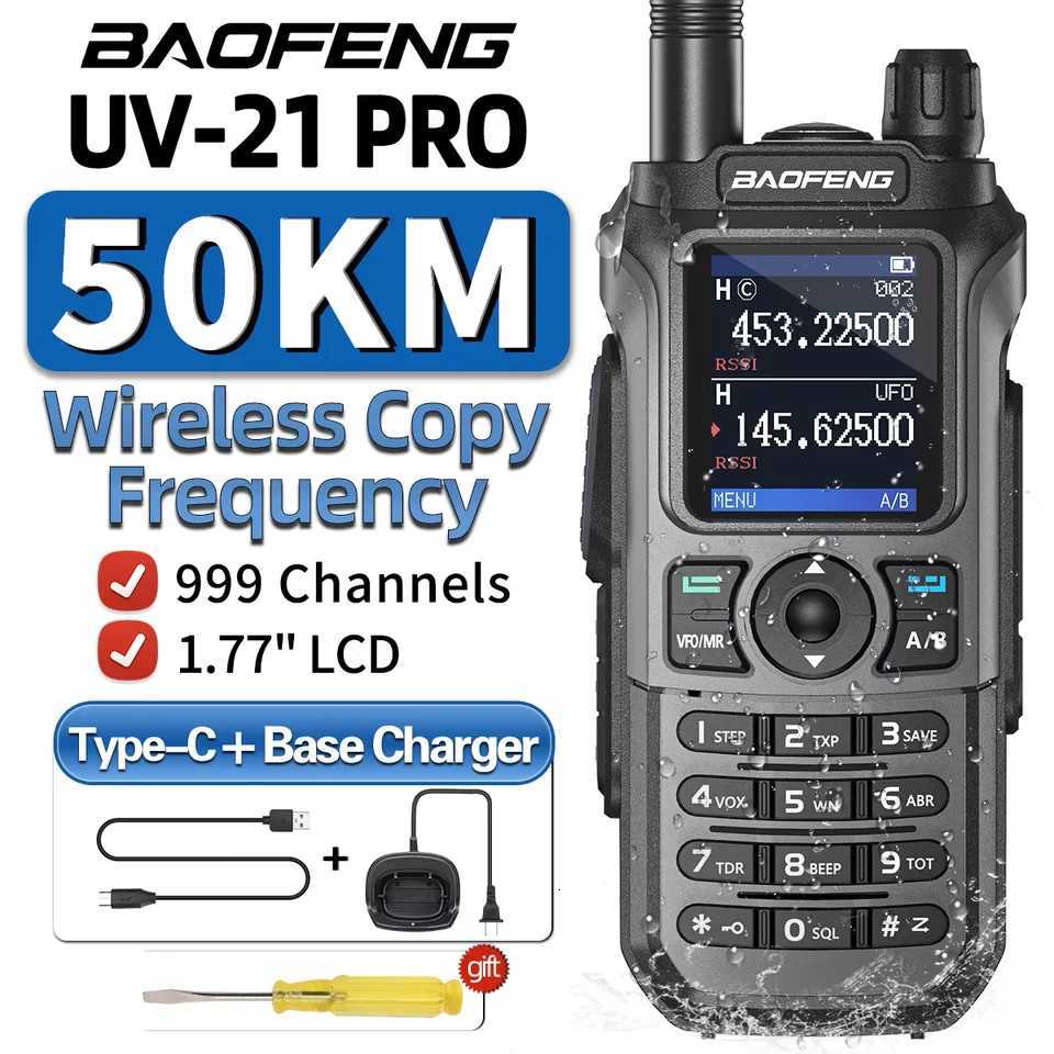 Baofeng UV-21 PRO Walkie Talkie Wireless Copy Frequency 16 KM Long Range TYPE-C V2 Two Way Radio Ham CB Radio UV-5R UV-17 M251210