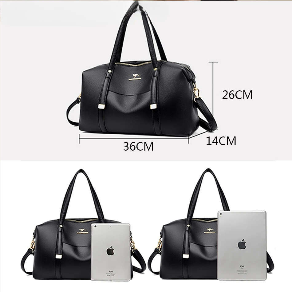 Genuine Brand Luxury Casual Tote Soft Leather Large Capacity Handbag Women's Shoulder Crossbody Bat Bag Sac A Main