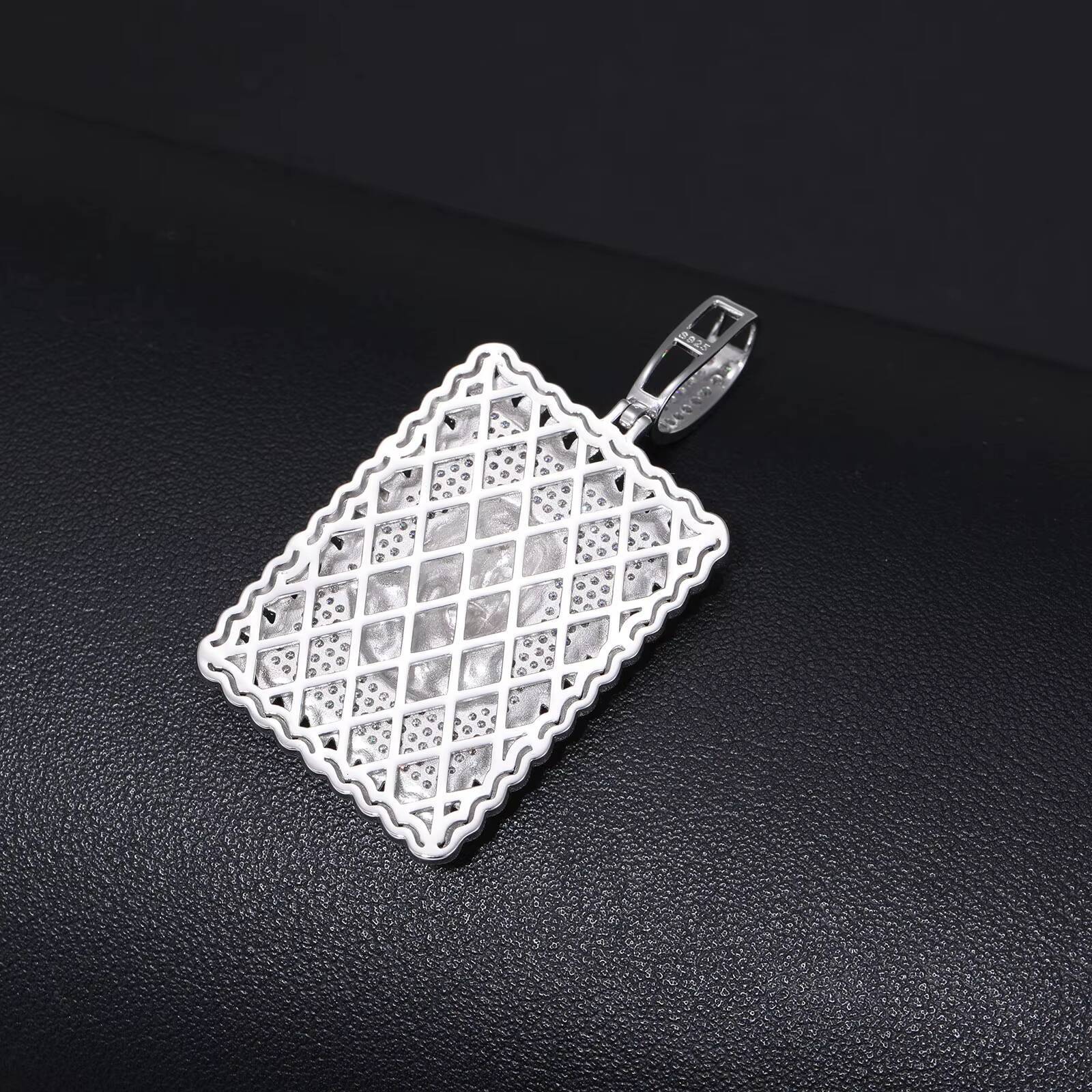 925 Silver Rectangle Micro Pave Gemstones VVS D Moissanite Rhodium Plated Jesus Pendant Hip Hop Style Charm Pendants