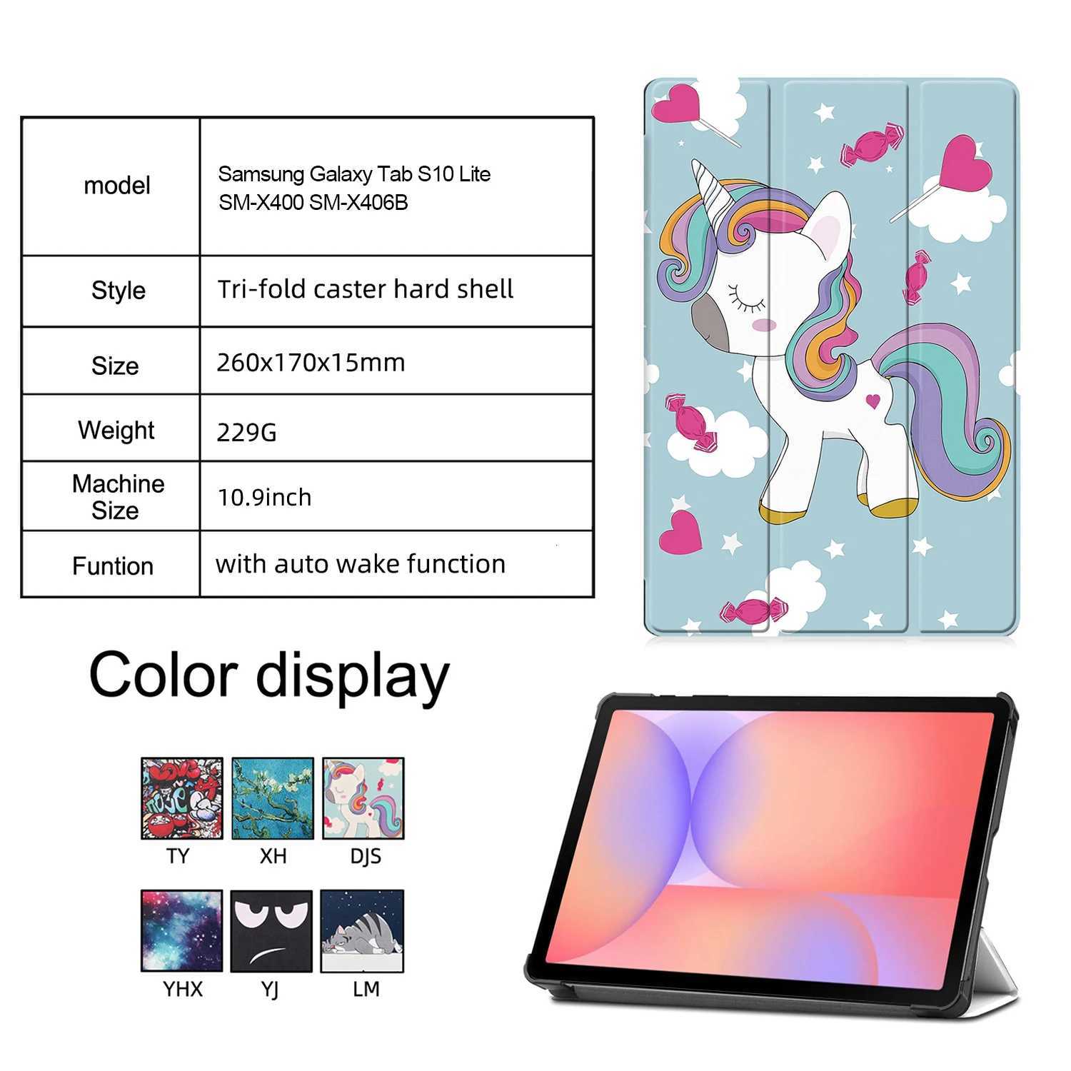 For New Galaxy Tab S10 Lite 2025 109 SM-X400 SM-X406B PU Leather Tri-Folding Magnetic Tablet Protective Case H251210