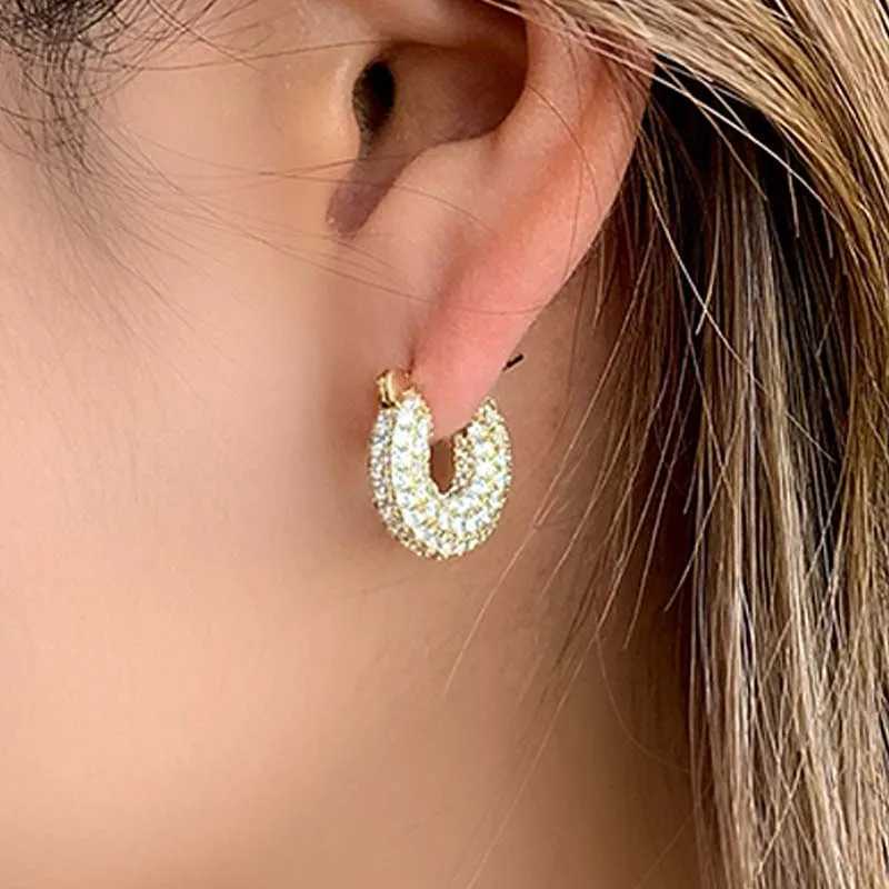 Stainl Steel Gold Color Large Round Hoop Earrings for Wen Exquisite Shiny Zircon Circle Hie Chunky Earring Jewelry Gifts Y251210
