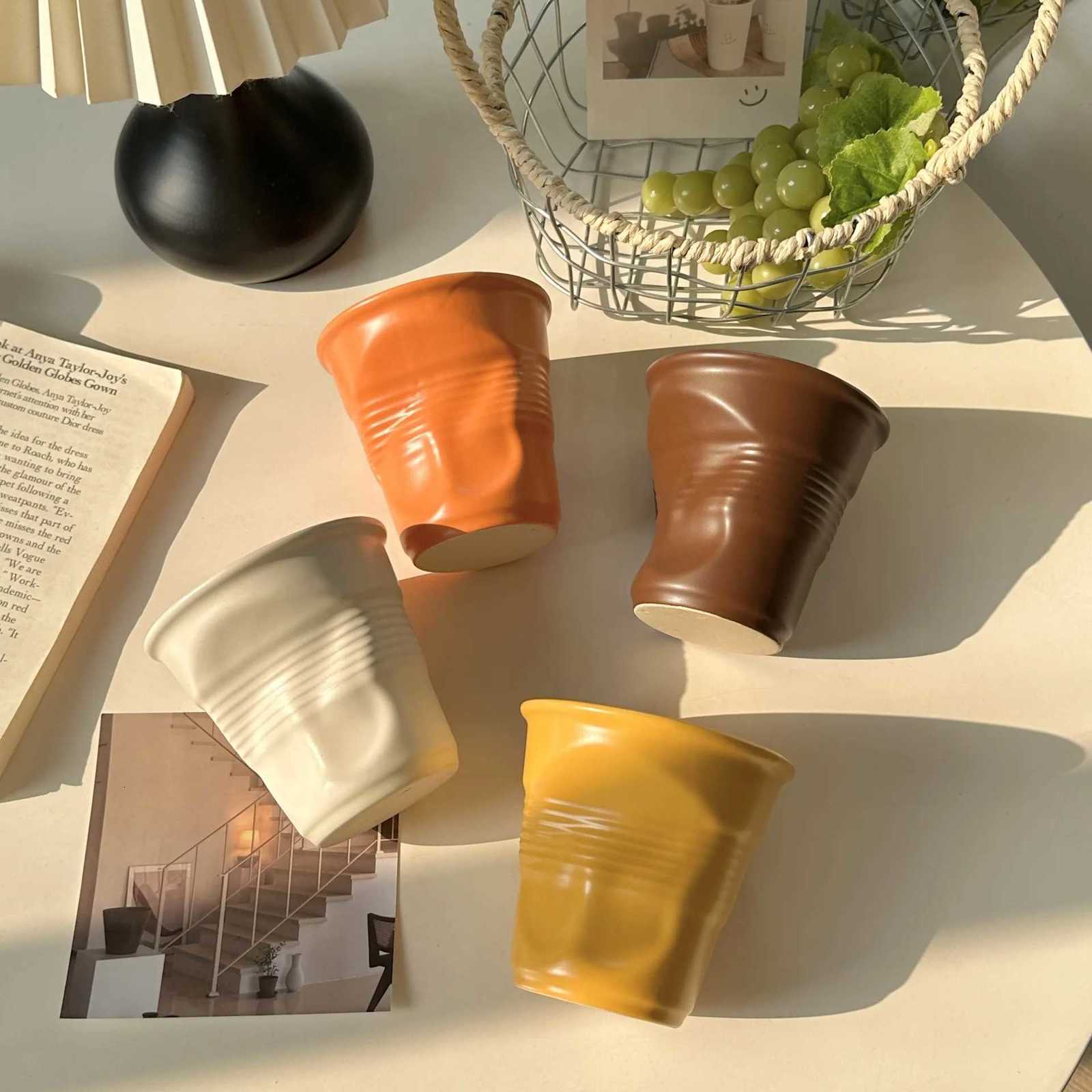 Ceramic Irregular Coffee Cup200/400ml Pure Color Coffee Mug Milk Mug Tea Drinks Water CupHome Office Tumbler Mugs C251210