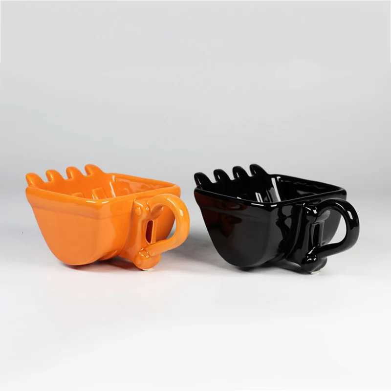 Excavator Coffee Mugs Bucket Model Novelty Mug for Dessert Ceramic Mug with Shovel Spoon C251210