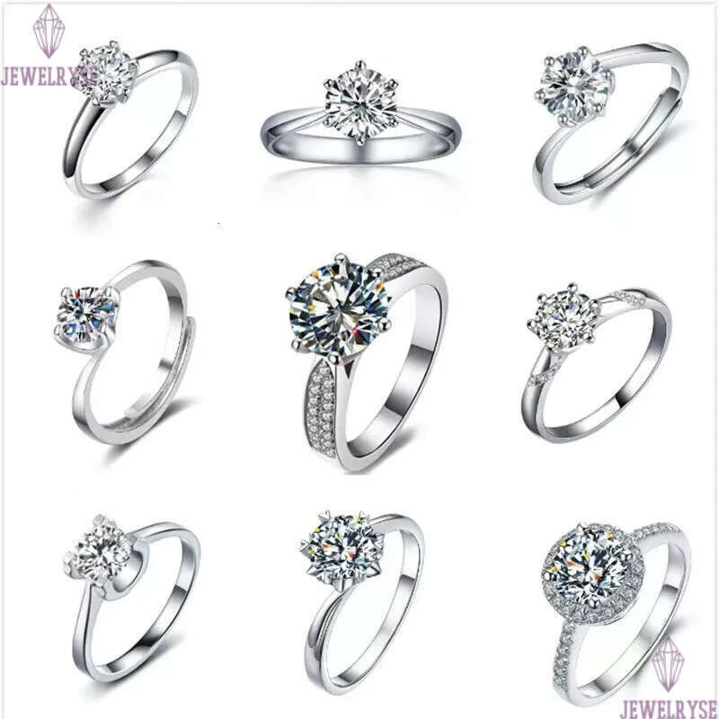 S925 silver moissanite for women men classic six claws diamond cz zircon round big stone love rings designer engagement ring jewelry wholesale size aj