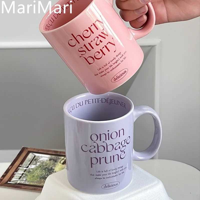 ins letter mug ceramic cup breakfast cup couple water cup pair cup oat cup yogurt cup C251210