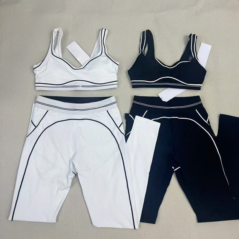 Designer Yoga Set 2 Pieces Sports Bra+Leggings Gym Set Womans Pilates Fitness Gym Wear Back Workout Suits Jogger Seamless Tennis Shirt Set for Woman Outfit