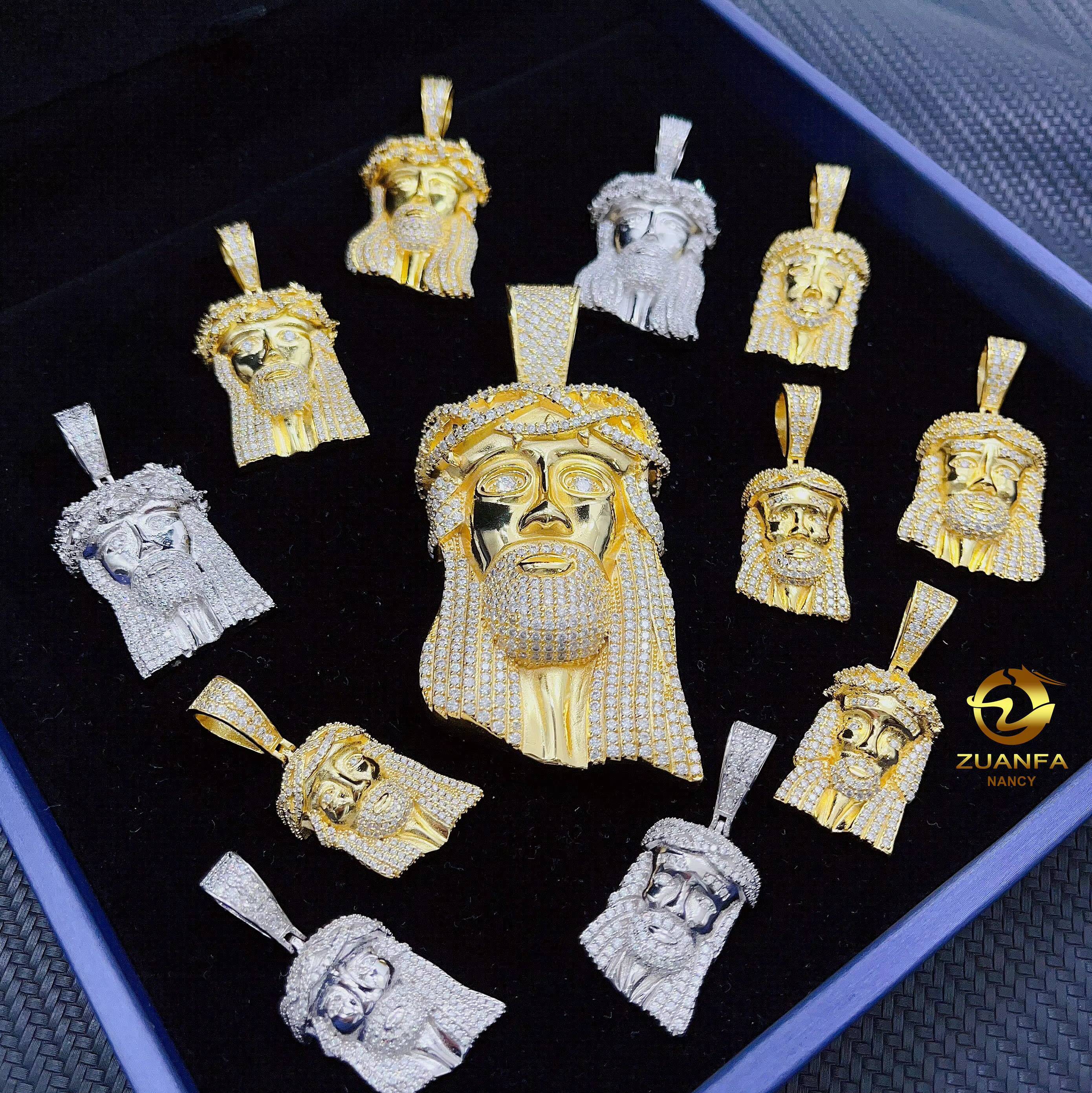 Fast Delivery Moissanite Jewelry Hip Hop 925 Sterling Silver VVS Moissanite Jesus Head Iced Out Jesus Pendant for Men