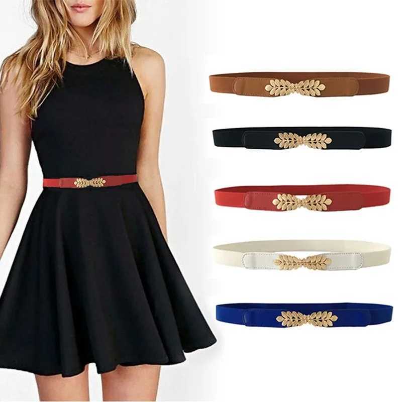 Luxury Korean Style Minimally Designed Leaf Buckle Waistband Elastic Waistband Versatile Dress Style Cinched Waist Belt Y251210