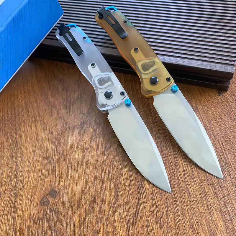 535PEI Transparent Outdoor Folding Knife Wild Camping Convenient Sharp Knife EDC Fruit Pocket knives for outdoor travel