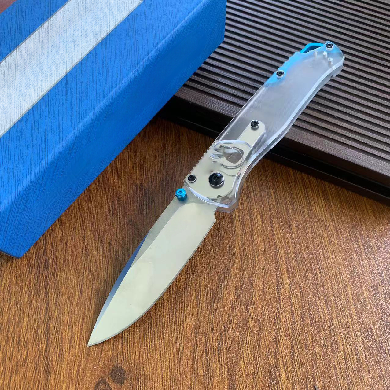 535PEI Transparent Outdoor Folding Knife Wild Camping Convenient Sharp Knife EDC Fruit Pocket knives for outdoor travel