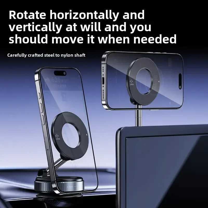 Foldable magnetic car phone holder vacuum suction cup rotating 360 suitable for mti angle adjustment of vehicles and walls C251210