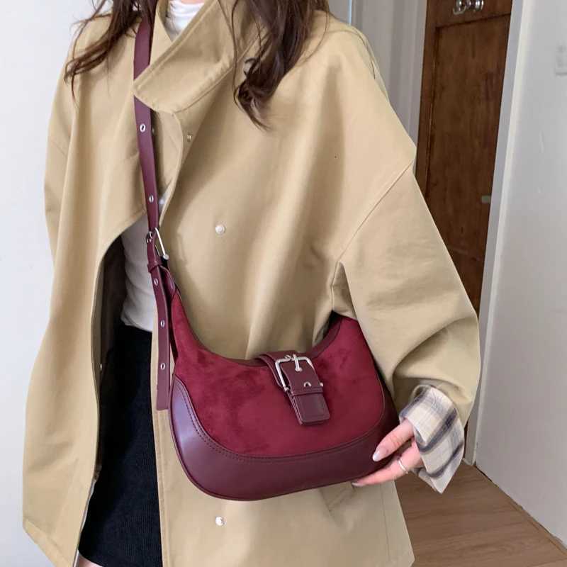 MOODS Belt Buckle Design Crossbody Bags For Wen PU Suede Cmute Underarm Shoder Hobo Bag 2025 New Designer Handbags Luxury Y251209