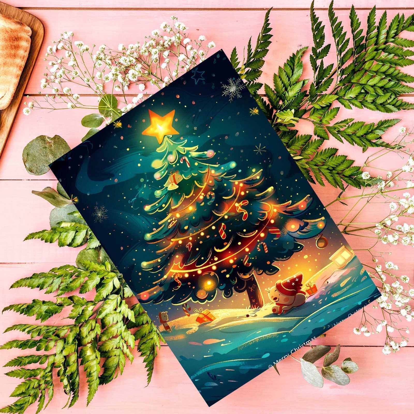 50pcs Christmas Single-Sided Greeting Card Holiday Postcard Decor Cards Diverse Styles Christmas Theme Decorative Paintings Card H251210