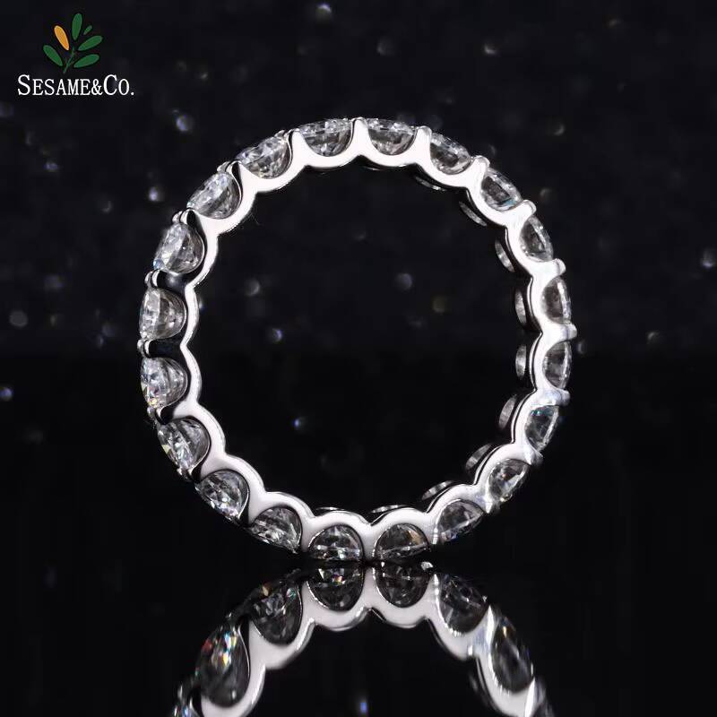 Factory Custom Gold Wedding Band 14K 18k Solid Gold Ring Platinum Moissanite Lab Grown Diamond Eternity Band Rings