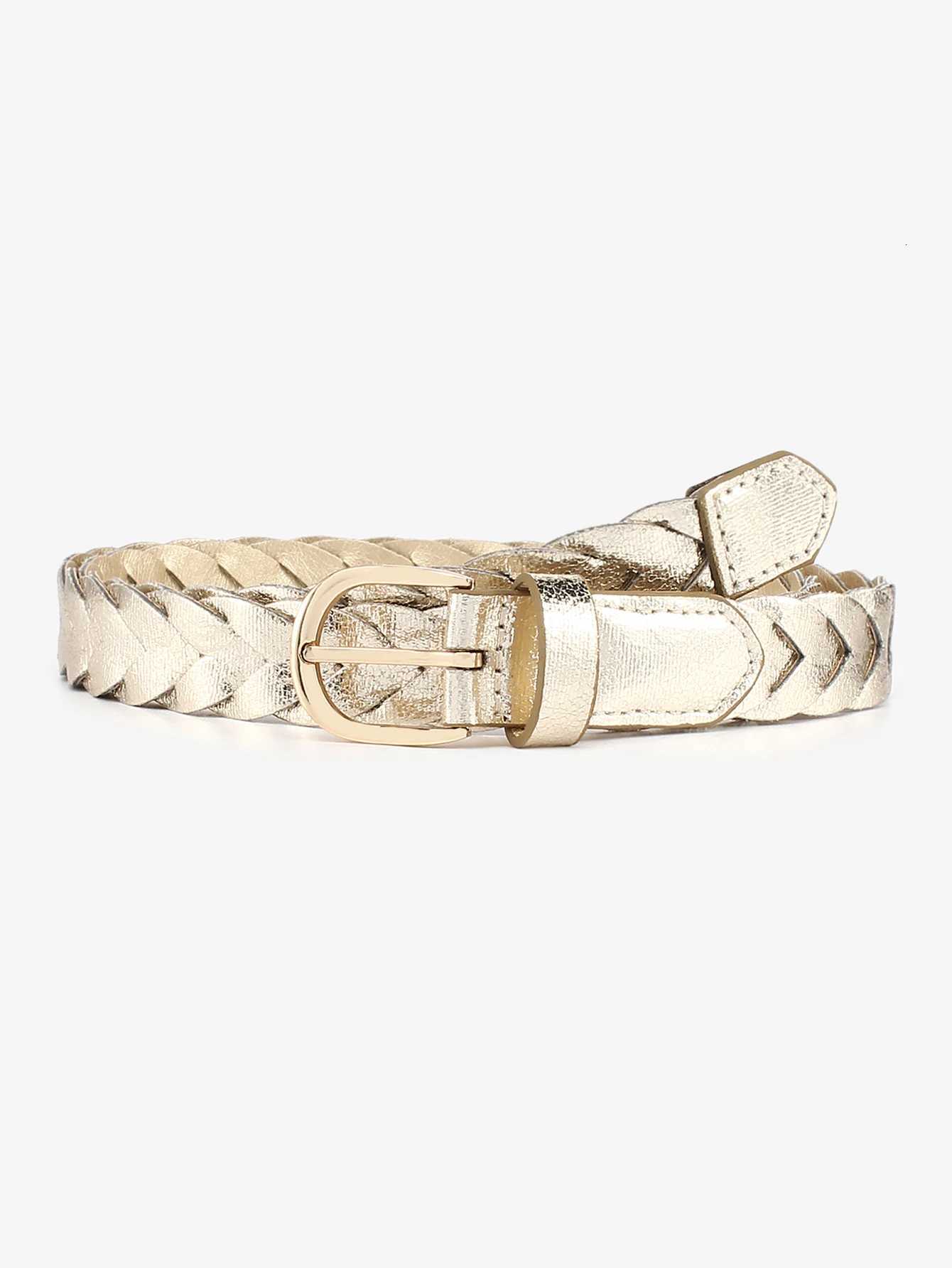 Luxury 1pcs Womens Fashion Braided Leather Belt For Dress with Square Buckle Y251210