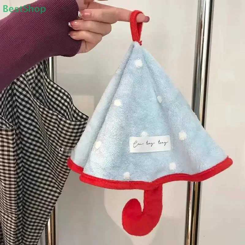 Small Umbrella Hand Towel For Home Kitchen And Bathroom Hanging Coral Fleece Thickened Absorbent Towel C251210