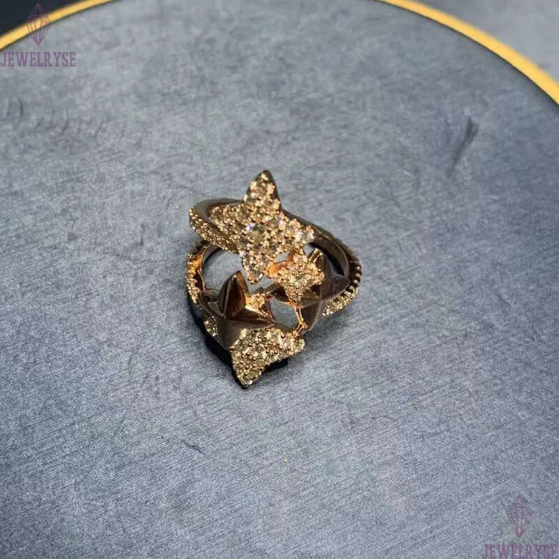 luxury 18k rose gold silver bling diamond star designer ring for women girls lovely charm elegant bride love nail rings jewelry