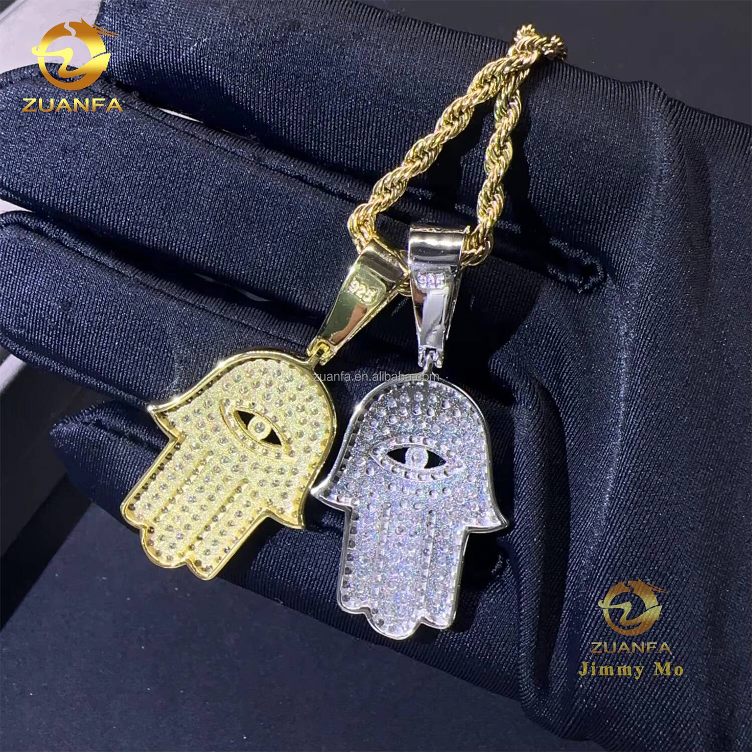 Bulk Stock Hip Hop Iced OutDrop Shipping Popular Jewelry Hip Hop Pendant 925 Silver VVS1 Moissanite Diamond Hamsa Pendant