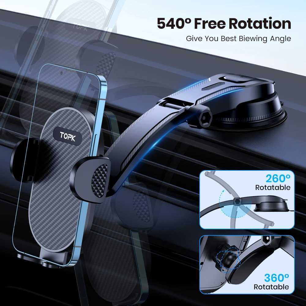 TOPK Universal Car Phone Holder Mount for Dashboard Strong Suction High Stability Adjustable Stand for All Phones C251210