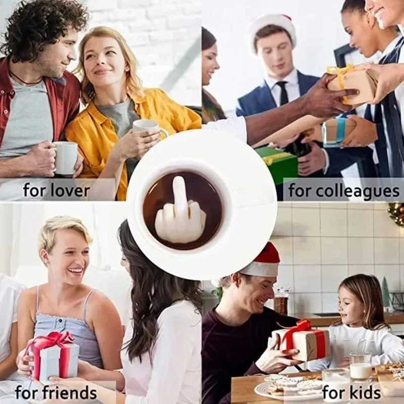 Personzed Middle Finger Ceramic Mug White Funny Handle Coffee Milk Tea Cup for Party April Fools Day Gift C251210