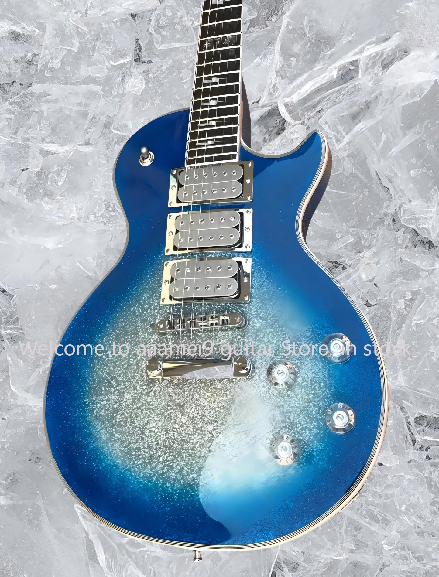 In stock ! Ace Frehley guitar Humbucker Pickups Rosewood Fingerboard Mahogany Body SilverBlue Burst electric guitar,free shipping #25888