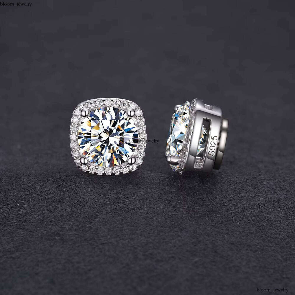 Dropshipping New Arrival Fashion Men's Jewelry 4ct 925 Sterling Silver VVS Moissanite VVS Moissanite Halo Magnetic Earrings - view 3