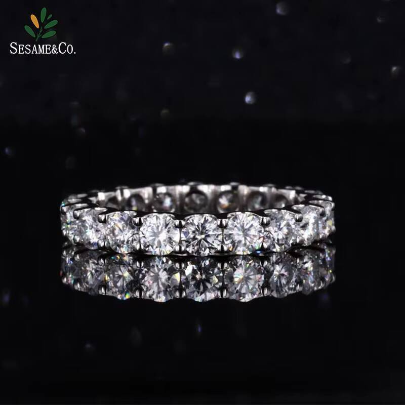 Factory Custom Gold Wedding Band 14K 18k Solid Gold Ring Platinum Moissanite Lab Grown Diamond Eternity Band Rings